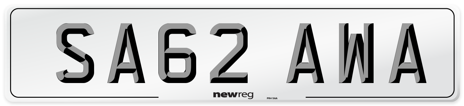 SA62 AWA Number Plate from New Reg